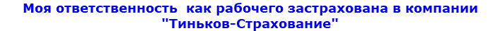 Моя ответственность как рабочего застрахована в компании "Тиньков-Страхование" 